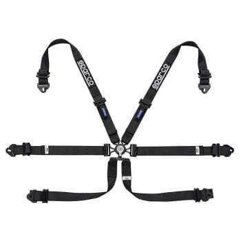 Sparco 6 pt  2"X2" Cam Lock Pull Down Racing Harness  Black