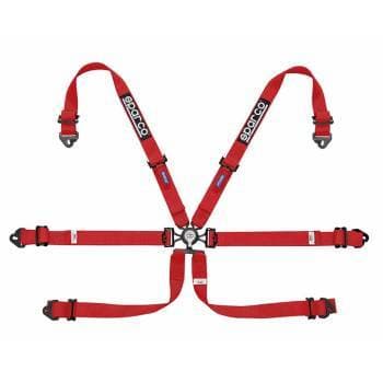 Sparco 6 pt  2"X2" Cam Lock Pull Down Racing Harness  Red