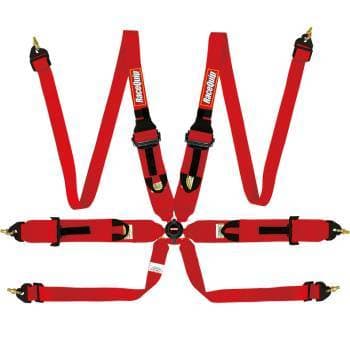 RaceQuip 6pt Cam Lock FIA Pull Up Racing Hans Harness Red