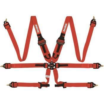 RaceQuip 6pt  2" Cam Lock FIA Pull Down Racing Harness Red