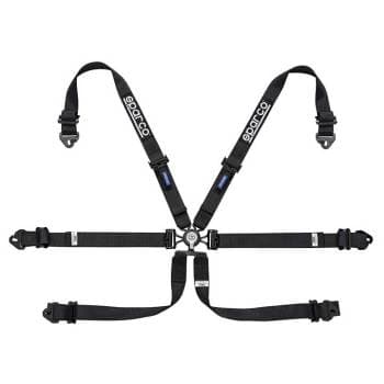 Sparco 6 pt 2"X2" Cam Lock Pull Down Racing Harness Black